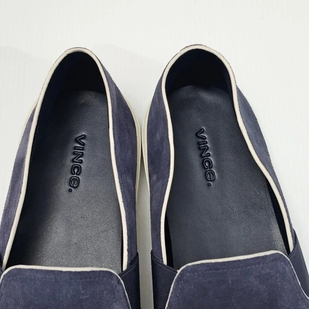Vince Blair Loafer Sneaker Womens 10 Blue Ink Suede Slip On Casual Designer NEW - Picture 7 of 14